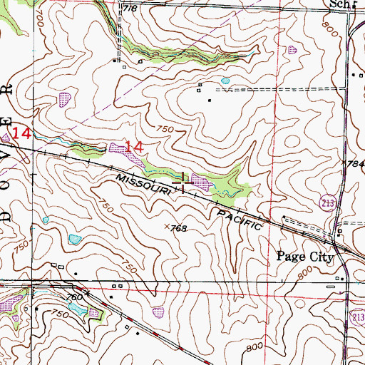 Topographic Map of Tabo Creek Watershed Structure 1-24b Dam, MO