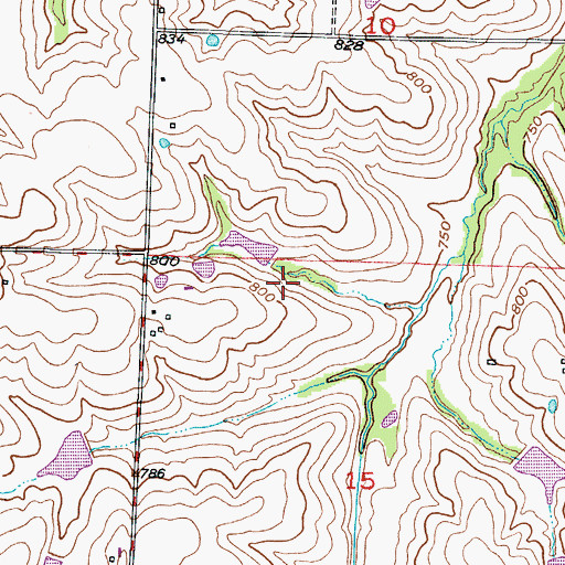 Topographic Map of Tabo Creek Watershed Structure E-33 Dam, MO