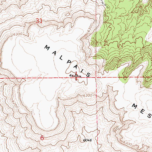 Topographic Map of Malpais Mesa, AZ