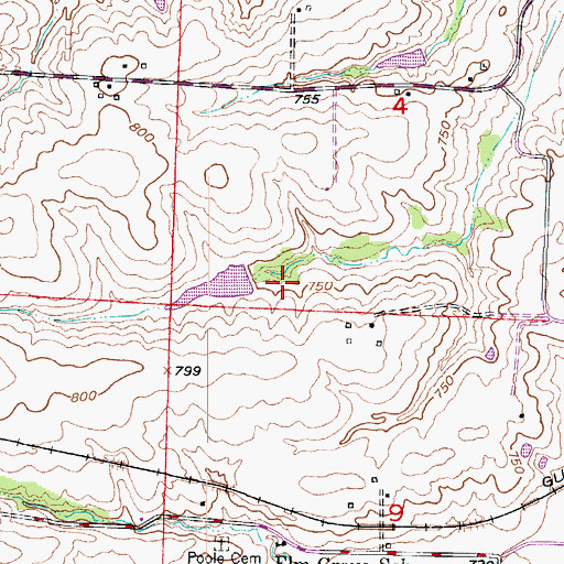Topographic Map of Tabo Creek Watershed Structure B-33 Dam, MO