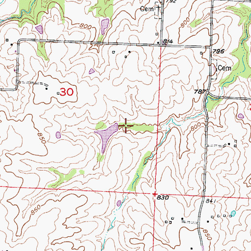 Topographic Map of Tabo Creek Watershed Structure A-20 Dam, MO