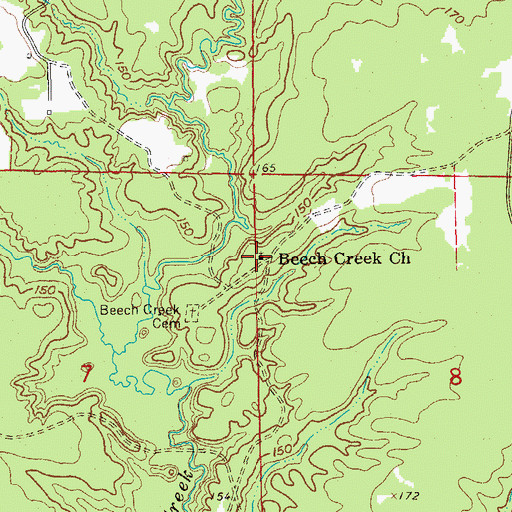 Topographic Map of Beech Creek Baptist Church, AR