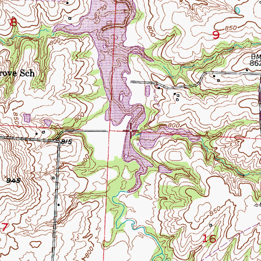 Topographic Map of Rodick Lake Dam, MO