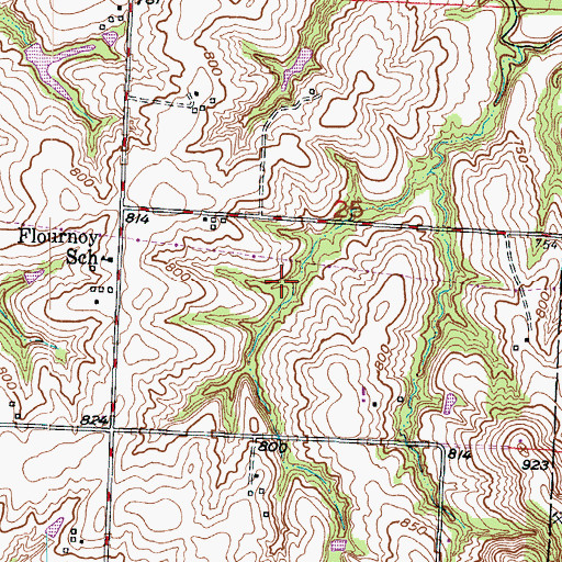 Topographic Map of Little Sni-A-Bar Watershed Structure Number 33 Dam, MO