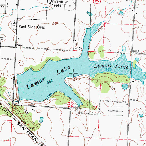 Topographic Map of Lamar City Lake, MO