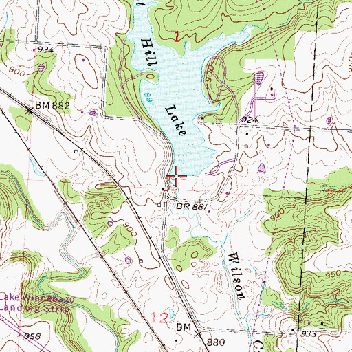 Topographic Map of Pleasant Hill Lake Dam, MO