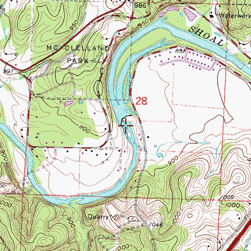 Topographic Map of Grand Falls Dam, MO