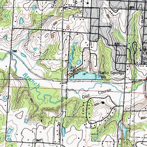 Topographic Map of Radio Springs Park Dam, MO
