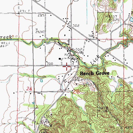 Topographic Map of Beech Grove, AR