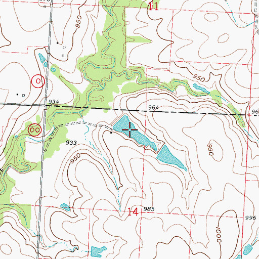 Topographic Map of Shelton Lake, MO
