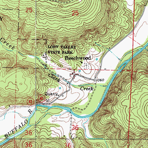 Topographic Map of Beechwood, AR