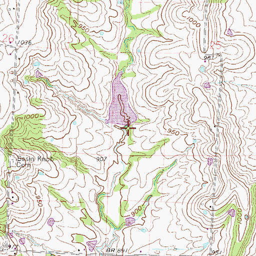 Topographic Map of South Fork Blackwater River Watershed Dam A-21, MO
