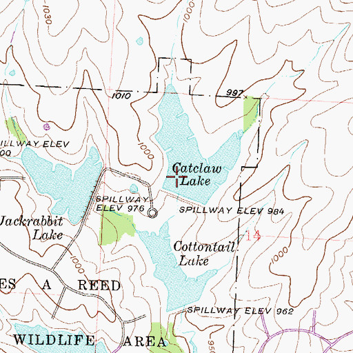 Topographic Map of Catclaw Lake Dam, MO