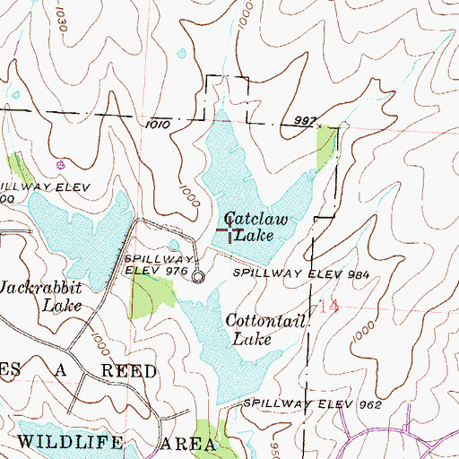 Topographic Map of Catclaw Lake Dam, MO
