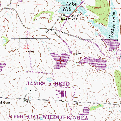 Topographic Map of Bluestem Lake Dam, MO