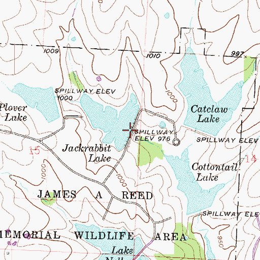 Topographic Map of Jackrabbit Lake Dam, MO