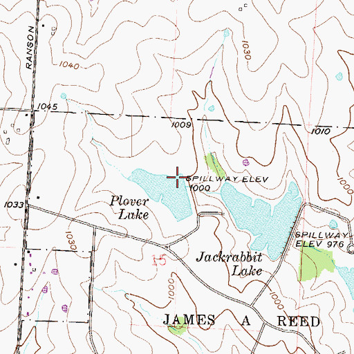 Topographic Map of Plover Lake Dam, MO