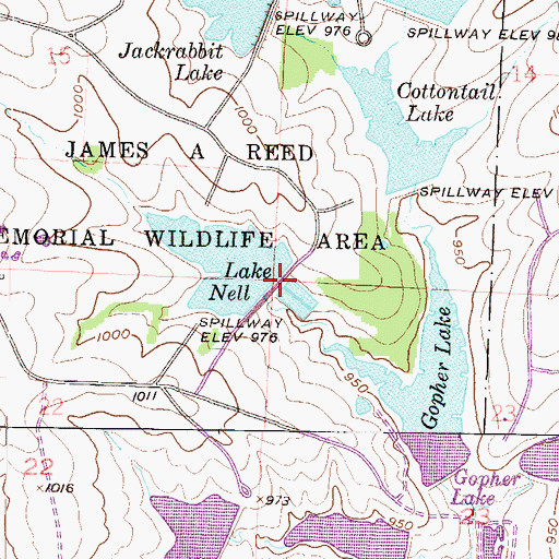 Topographic Map of Lake Nell Dam, MO