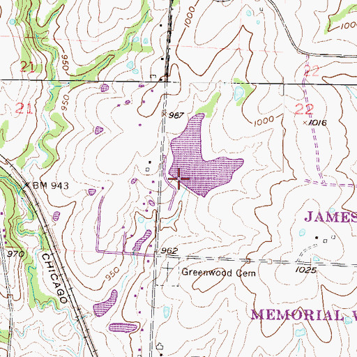 Topographic Map of Reed Area Number 3 Dam, MO