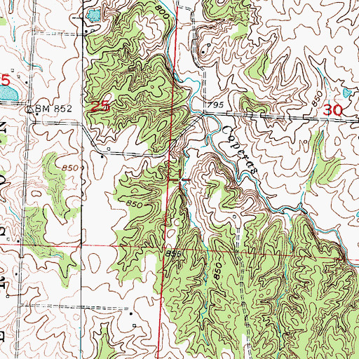 Topographic Map of Sexton Lake Dam, MO