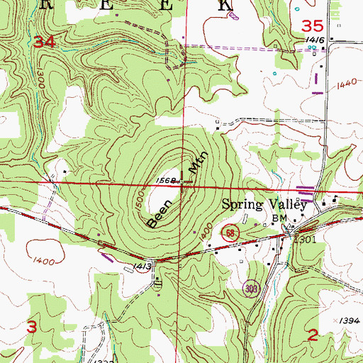 Topographic Map of Been Mountain, AR