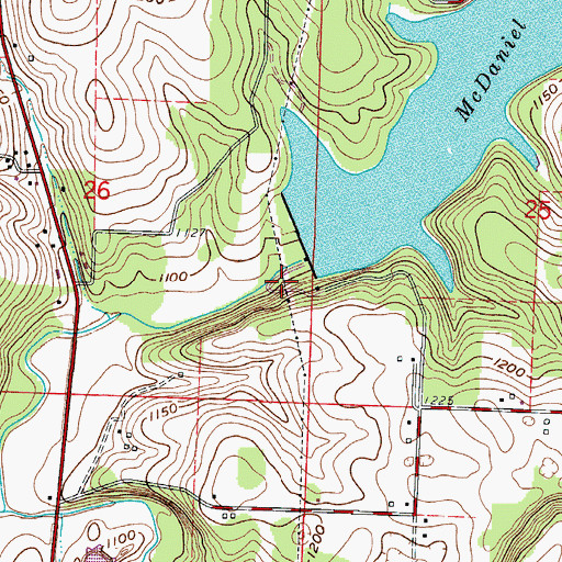 Topographic Map of McDaniel Lake Dam, MO