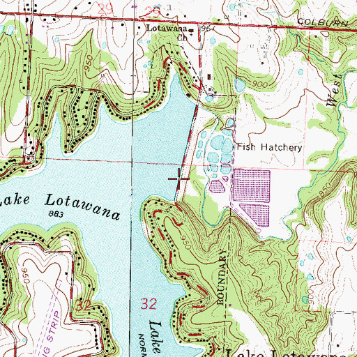 Topographic Map of Lake Lotawana Dam, MO