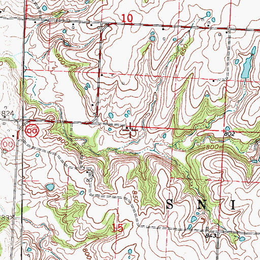 Topographic Map of Odessa Dam, MO