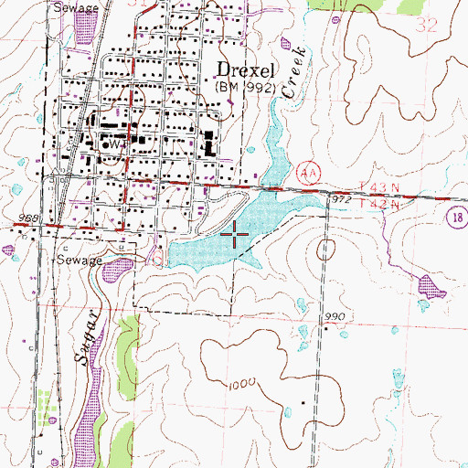 Topographic Map of Drexel Lake, MO