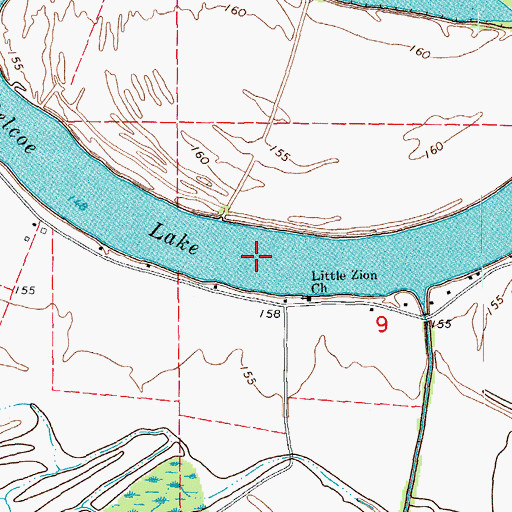 Topographic Map of Belcoe Lake, AR