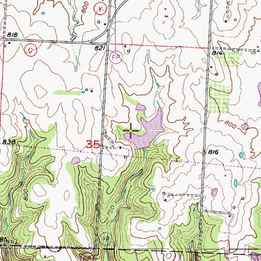 Topographic Map of Williams Lake Section 36 Dam, MO