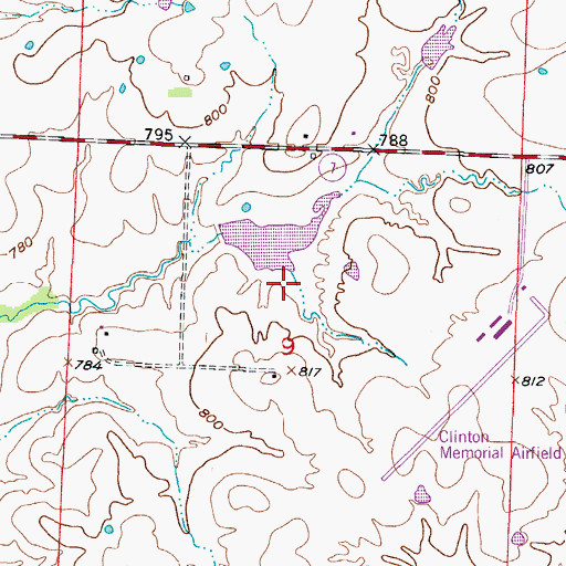 Topographic Map of E Burns Dam, MO