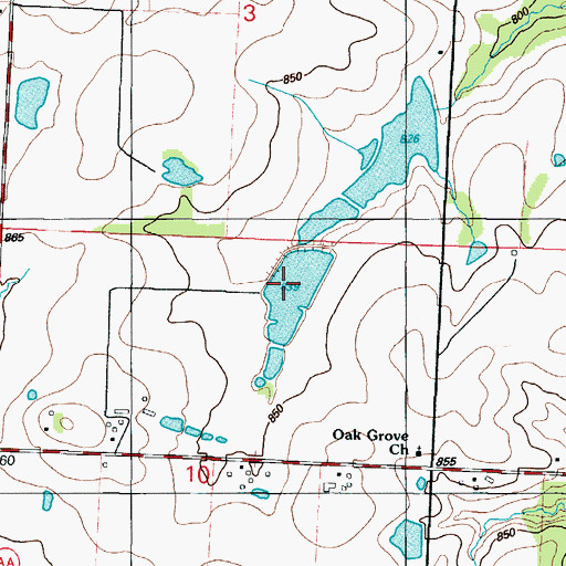 Topographic Map of Hines Lake Section 10 Dam, MO