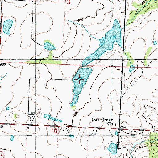 Topographic Map of Floyd Hines Lake, MO