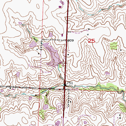 Topographic Map of Nuelle Lake Dam, MO