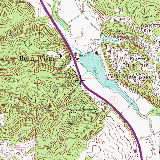 Topographic Map of Bella Vista, AR