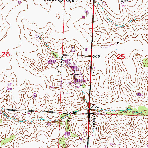Topographic Map of Frank Riekhof and William Nuelle Lake, MO