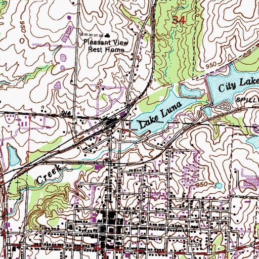 Topographic Map of Lake Luna Dam, MO