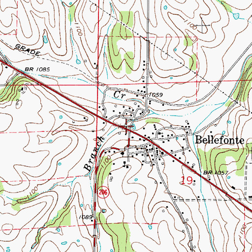 Topographic Map of Bellefonte, AR
