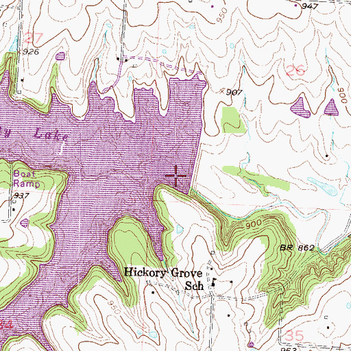 Topographic Map of Harrisonville City Lake Dam, MO