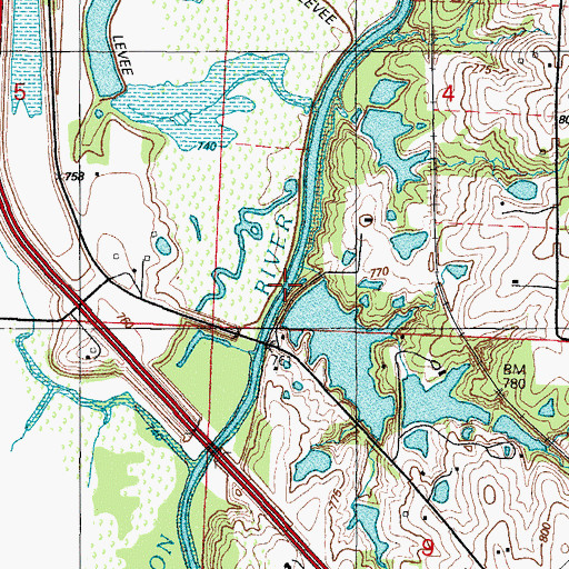 Topographic Map of McDowell Lake, MO