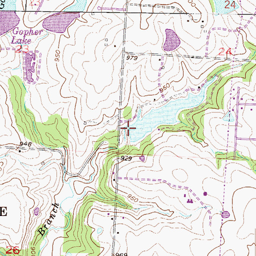 Topographic Map of Fairview Farms Lake Dam, MO