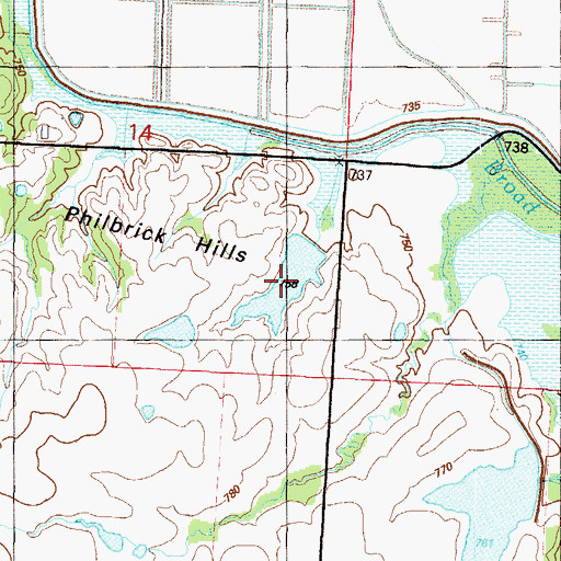Topographic Map of Miller Lake, MO
