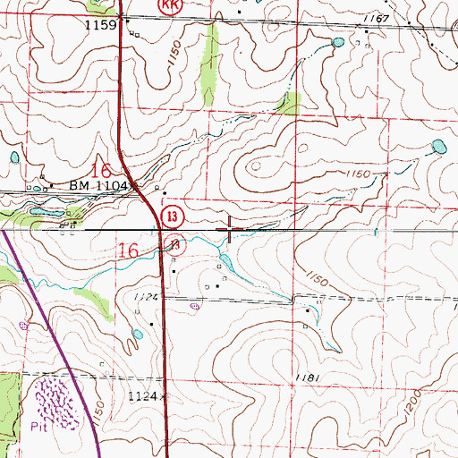 Topographic Map of Ralph Brooks Dam, MO