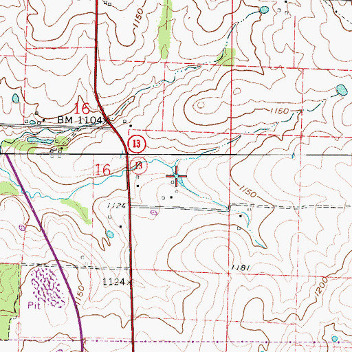 Topographic Map of Ralph Brooks Reservoir, MO