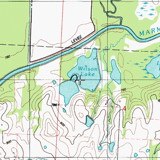 Topographic Map of Elliott Lake Dam, MO
