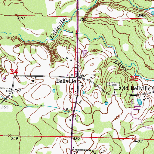 Topographic Map of Bellville, AR