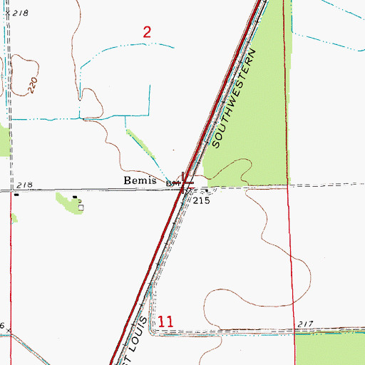 Topographic Map of Bemis, AR