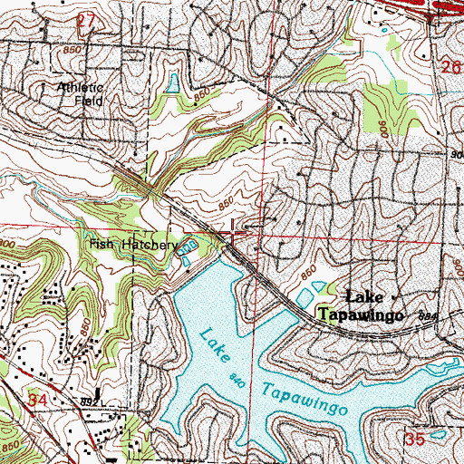 Topographic Map of Lake Tapawingo Dam, MO