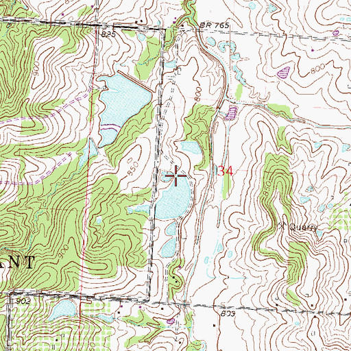 Topographic Map of Mershon Lake Dam, MO